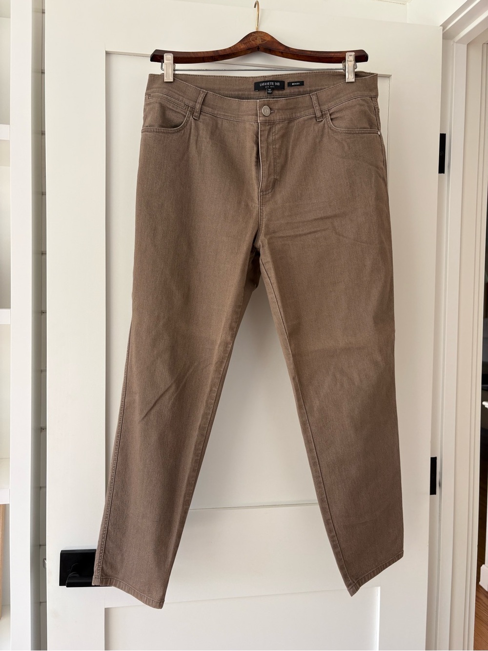 Lafayette 148 New York Taupe Straight-Leg Mercer Jeans Size 14